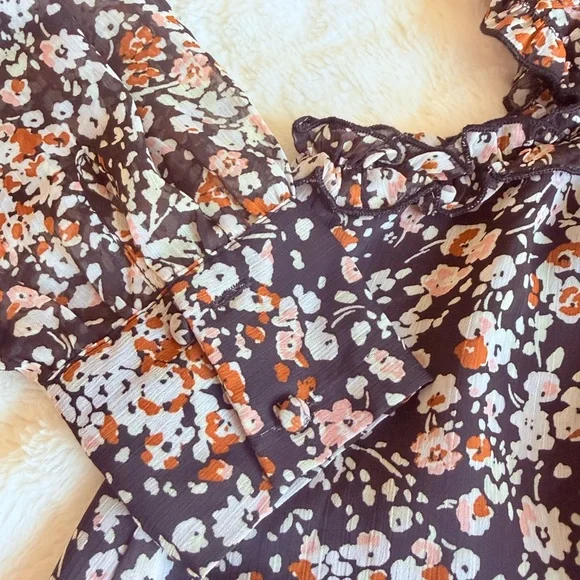 Lulu's Black Floral Long Sleeve Cutout Midi Dress - Picture 8 of 13